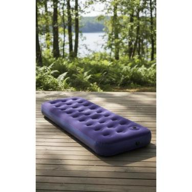 Imagem de Colchão Inflável Solteiro c/ Bomba Rápida + Kit Reparo Azul - Congratu