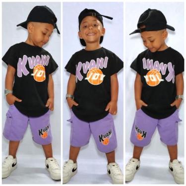 Imagem de Conjunto Infantil Juvenil Masculino Kvani Joy Menino Bermuda e camisa 