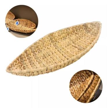 Imagem de Fruteira Cesta Oval Em Fibra Natural Seagrass Com Estrutura Em Metal R