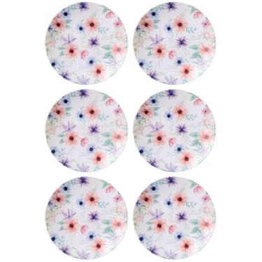 Imagem de Jogo 6 Pratos de Sobremesa Porcelana Floral 21cm Tramontina Floratta S