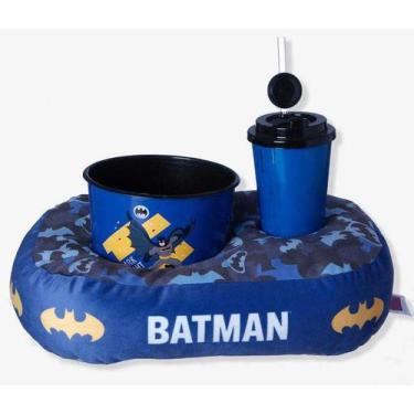 Imagem de Kit Almofada + Balde Pipoca + Copo Infantil Batman - Zona Criativa
