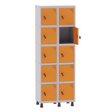 Imagem de Armário Guarda Volume Locker Roupeiro 2 Vãos 10 Portas Aço GRF502/10 C