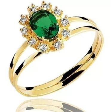 Imagem de Anel de Formatura Cores Banhado à Ouro - VZAR Semijóias, Verde, 19