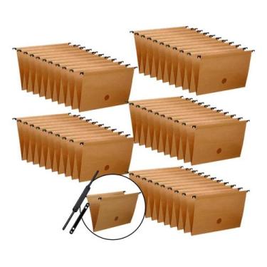 Imagem de Kit 50 Pasta Suspensa Kraft Com Grampo Para Arquivo Dello - Delo
