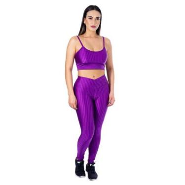 Imagem de Conjunto top + calça lilás para malhar tam único - Ataliê Malaka