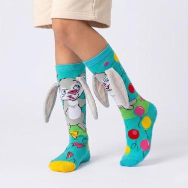 Imagem de Meia Divertida Maluca 3D Infantil Cano Alto Personagens - ZUUM, Cinza,