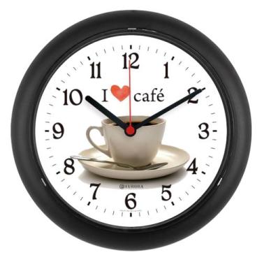 Imagem de Relógio de Parede Eurora Redondo Café 6586 (24,5 Cm), Preto