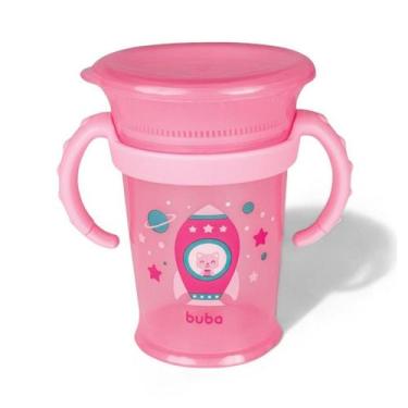 Imagem de Copo Treinamento 360 C/ Alca Rosa 250ml Buba, UNICA