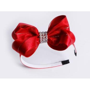 Imagem de Tiara De Fita De Cetim Com Strass Infantil - Status Laços, Vinho