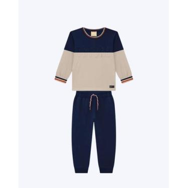Imagem de Conjunto Moletom Peluciado Infantil Masculino Milon 2001542, Azul mari