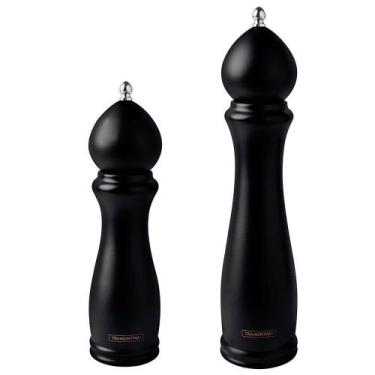 Imagem de Kit Moedor de Pimenta e Sal Tramontina Churrasco Black Cerâmica Recipi