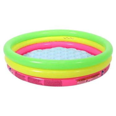 Imagem de Piscina Inflável 3 Anéis Coloridos 62L Redonda infantil bebe playgroun