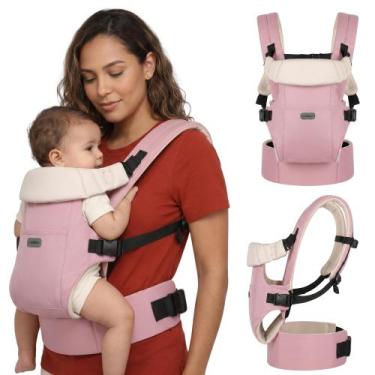 Imagem de Canguru Para Bebê 3 em 1 Acolchoado Ajustável Até 25kg Rosa Aiebao, Ro