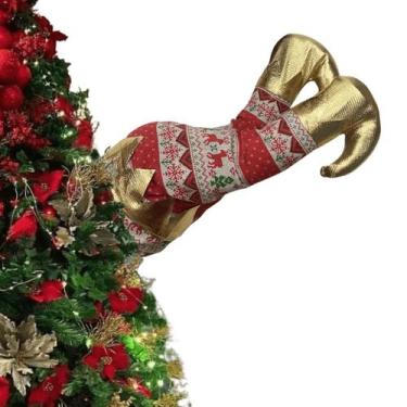 Imagem de Enfeite Pernas de Duende Natalino Para Árvore de Natal Decoração - Ima