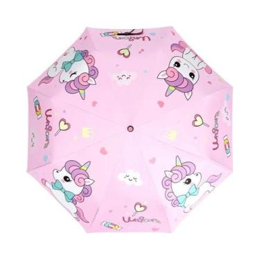Imagem de Guarda-chuva Dobrável Unicórnio Dinossauro Tigre Com Design Moderno E 