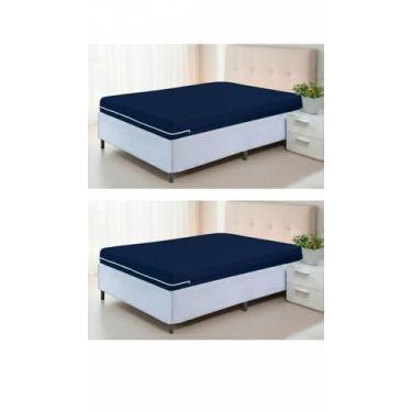 Imagem de Capa Colchão Malha Gel King Azul Marinho - Congratulations Store