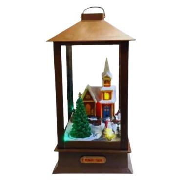 Imagem de Lanterna Natalina Com Luz Músicas e Movimentos 35x19x19cm Vila de Nata