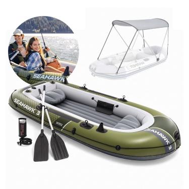 Imagem de Bote Inflável Seahawk 3 para Passeios Pesca Lazer Até 360kg 3 Pessoas Capota Intex