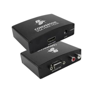 Imagem de Conversor de Vídeo 5+ Conversão de Sinal Analógico VGA para Digital HDMI 1080P 60Hz Preto