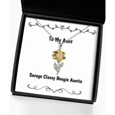 Imagem de SpreadPassion Savage Classy Bougie Auntie Aunt Colar com pingente de girassol, presentes épicos para tia