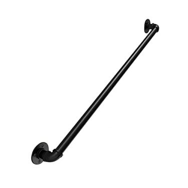 Imagem de Pkfinrd Corrimãos de escada para montagem na parede, kit de suporte de trilho de corrimão preto para ambientes internos de ferro forjado (Tamanho : 150 cm)