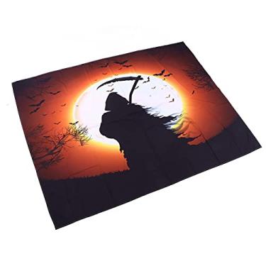 Imagem de Garsentx Pano de fundo fotográfico de Halloween, tapeçaria de Halloween, tema de lua e noite de Halloween, para decorações de festa de Halloween, adereços de estúdio fotográfico (150150 cm)