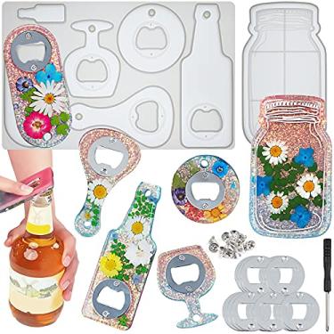 Imagem de Moldes de silicone para fundição de resina UV epóxi, abridor de garrafas e bandeja de pote com kits de 48 unidades para gesso de concreto cimento