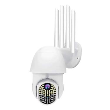Imagem de Câmera PTZ externa, câmera de cúpula de segurança sem fio 1080P, câmera de vigilância CCTV panorâmica e inclinada WiFi com detecção de movimento de áudio bidirecional de visão noturna colorida