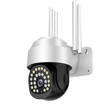 Imagem de Câmera de segurança externa, 1080P PTZ 2.4G WiFi, vigilância de segurança doméstica, câmera IP com IP66 à prova d'água, visão noturna em cores, áudio bidirecional, detecção de movimento