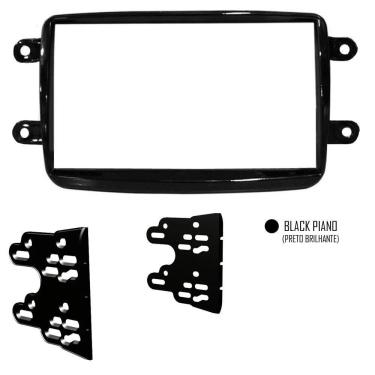 Imagem de Moldura De Painel Para CD DVD 2 Din Renault Kwid - Black Piano 