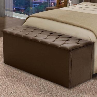 Imagem de Baú Calçadeira Istambul Dobuê Chocolate 1,40M Suede