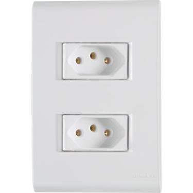 Imagem de Conj 4x2 2 Tomadas 2p+t Tramontina 20 A 250 V Liz Branco