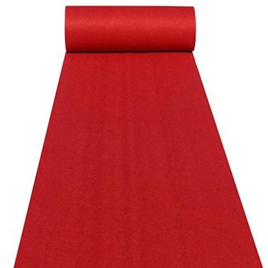 Imagem de Aisle Runners Acessórios de casamento 2 mm Tapete de corredor vermelho para exibição de passos e repetição, cerimônia festas e eventos decoração interna ou externa 61 cm de largura x 11 pés de comprimento
