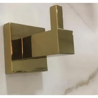 Imagem de Cabide Quadrado Para Banheiro Dourado Brilhante