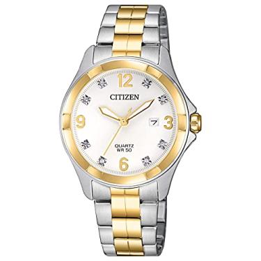 Imagem de Citizen Pulseira de quartzo de aço inoxidável, dois tons, relógio casual 15 (modelo: EU6084-57A)