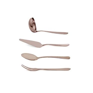 Imagem de Concha Garfo Colher Espatula Inox Cobre Rose Gold 4un