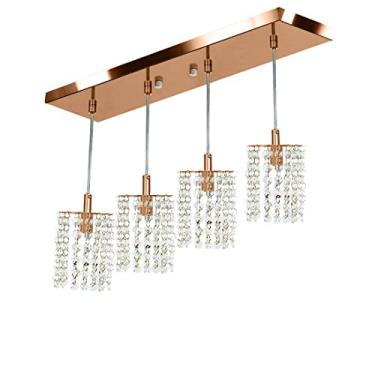 Imagem de Pendente Clearcast Quadruplo Cristal Legitimo New Cobre