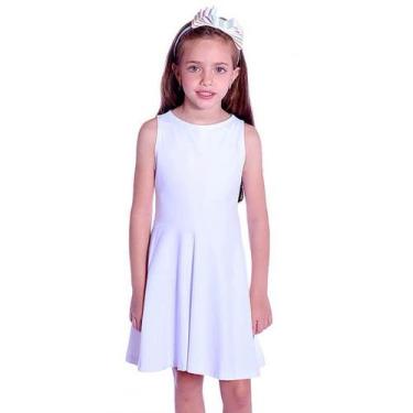 Imagem de Vestido Infantil Branco Regata Decote Canoa - Ficalinda