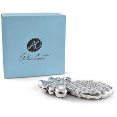 Imagem de Peso de guardanapo tropical de abacaxi Arthur Court | Liga de alumínio pesado | 10 cm de comprimento