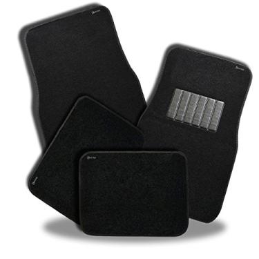 Imagem de Tapetes de carpete para veículos Zento Deals de 4 peças, tapete para carro clássico de qualidade premium, preto, resistente, para motorista e assentos traseiros em todo o clima