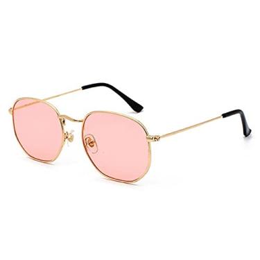 Imagem de Óculos de sol hexágono masculino feminino quadrado polígono óculos de sol designer tons retrô armação de metal óculos TOP UV400,4, tamanho único