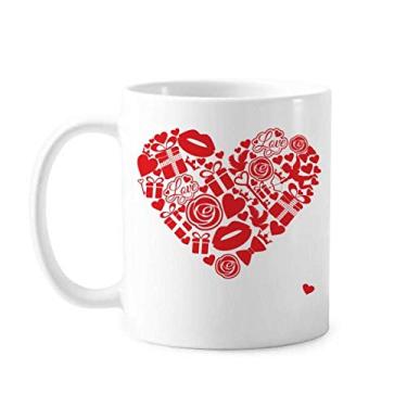 Imagem de Dia dos Namorados Coração Vermelho Rosa Presente Caneca de Amor Cerâmica Copo de Porcelana Café Louça