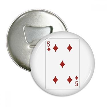 Imagem de Diamante 5 cartas de baralho padrão abridor de garrafas ímã de geladeira emblema multifuncional