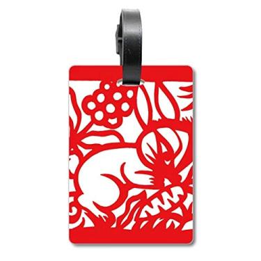 Imagem de Coelhos cortados em papel animal China zodíaco mala etiqueta etiqueta cartão de bagagem etiqueta, Multicolorido.