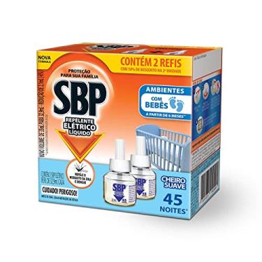 Imagem de Repelente Elétrico Líquido SBP 45 Noites Cheiro Suave com 2 unidades de 32.9ml