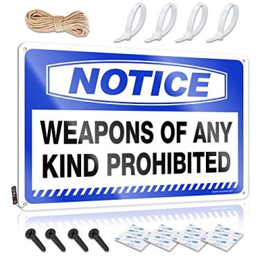Imagem de Engraçado Decoração de Casa Aviso Armas de Qualquer Tipo Proibido Sinal de Lata Placas de Metal Estanho Regras de Camping (Tamanho : 30X40cm)