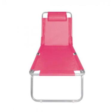Imagem de Cadeira de Praia Espreguiçadeira Reclinável em Alumínio com 4 Posições Rosa - Mor
