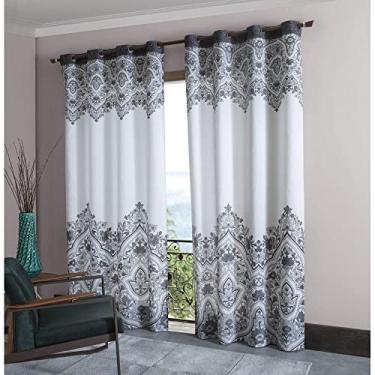 Imagem de Cortina Para Janela Sala e Quarto 2,20 x 2,40 Estampada Em Tecido | Admirare (220x240, Preta/Branca)