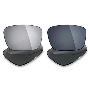 Imagem de 2 pares de lentes de reposição polarizadas da Mryok para óculos de sol Oakley Fuel Cell – Opções, Silver Titanium & Black IR, One Size