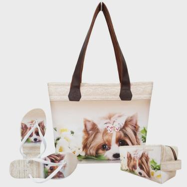 Imagem de Kit Feminino Pet com Bolsa, Necessaire e Chinelo, Magicc